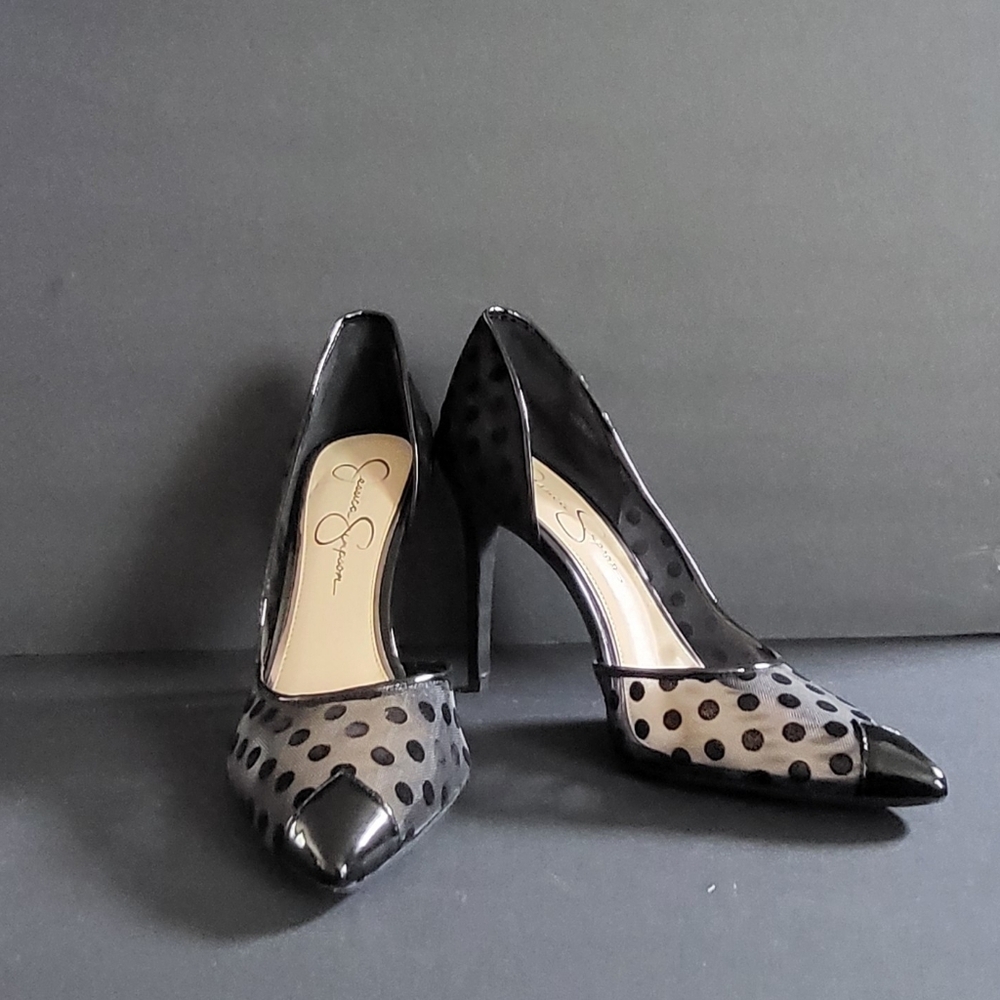 Jessica Simpson Black Polka Dot Heels